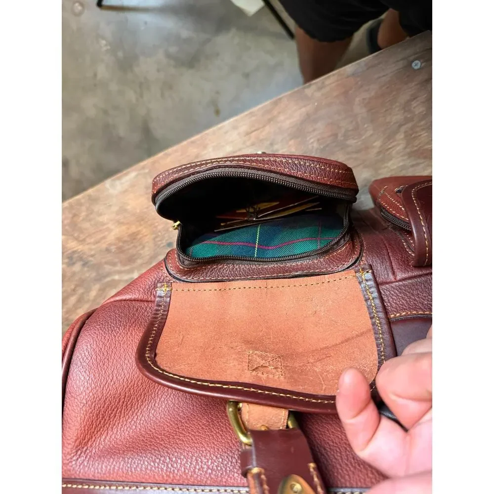 Orvis Brown Leather Duffel Travel Bag Weekender Carry On Luggage Shoulder Strap